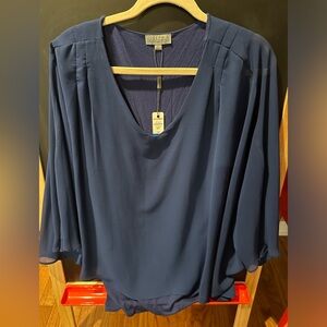 Joseph A blue layer shirt sheer on top with liner under